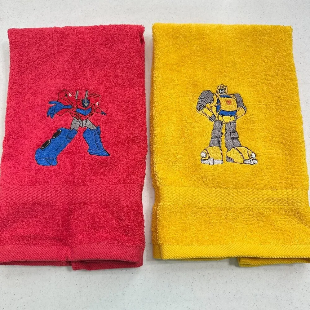 Transformers Towels Embroidered Autobots Hand Towel Set Optimus Bumblebee Robots